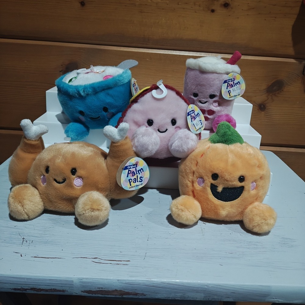 Lot of 5 Food themed Palm Pals Plush Cereal Boba Turkey Pumpkin Virginia Ham D41 - Picture 1 of 6